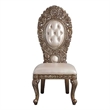 Pemberly Row Leatherette Side Chair Set of 2 with Queen Anne Legs in Brown