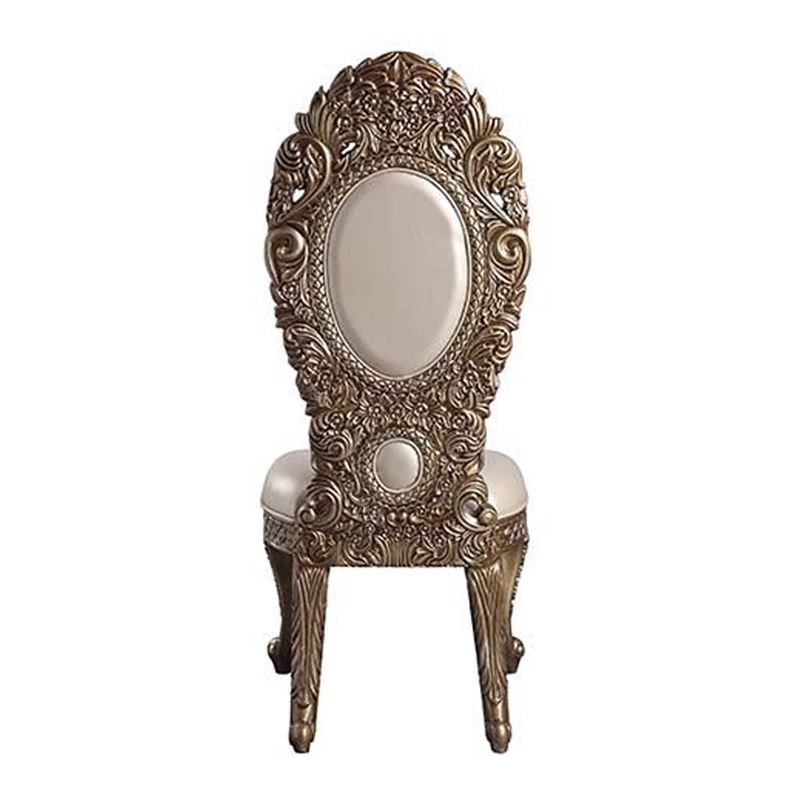 Pemberly Row Leatherette Side Chair Set of 2 with Queen Anne Legs in Brown