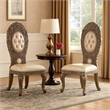 Pemberly Row Leatherette Side Chair Set of 2 with Queen Anne Legs in Brown