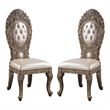 Pemberly Row Leatherette Side Chair Set of 2 with Queen Anne Legs in Brown