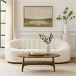 Pemberly Row Teddy Sherpa Fabric Sofa with Vertical Channel Tufting in White