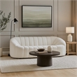 Pemberly Row Teddy Sherpa Fabric Sofa with Vertical Channel Tufting in White