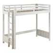 Pemberly Row Twin Over Queen Loft Bed with Fixed Ladder and Guardrails in White