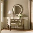 Pemberly Row Vanity Desk with 5 Drawers and Scalloped Carved Design in Off White