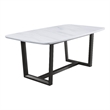 Pemberly Row Rectangular Dining Table with Marble Top and Trestle Base in Gray
