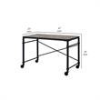 Pemberly Row Industrial Writing Desk with Casters and X Metal Accent in Black