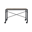 Pemberly Row Industrial Writing Desk with Casters and X Metal Accent in Black