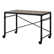 Pemberly Row Industrial Writing Desk with Casters and X Metal Accent in Black