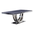 Pemberly Row Rectangular Faux Marble Dining Table with Chrome Pedestal Base
