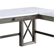 Pemberly Row L-Shaped Writing Desk w/ Marble Lift Top & Felt Lined Drawer - Gray