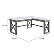Pemberly Row L-Shaped Writing Desk w/ Marble Lift Top & Felt Lined Drawer - Gray