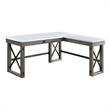 Pemberly Row L-Shaped Writing Desk w/ Marble Lift Top & Felt Lined Drawer - Gray