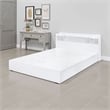 Pemberly Row Queen Platform Bed with 6 Storage Compartments & Headboard in White