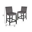 Pemberly Row 40 Inch Counter Height Chair Set of 2 with Velvet Seat in Gray