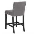 Pemberly Row 40 Inch Counter Height Chair Set of 2 with Velvet Seat in Gray