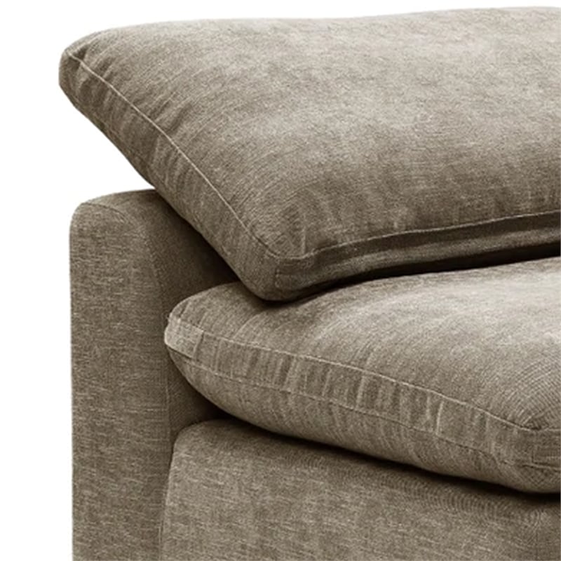 Pemberly Row 45 Inch Modular Armless Chair with Loose Pillow Back in Beige