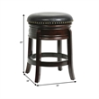 Pemberly Row 24 Inch Solid Wood Swivel Counter Stool in Cappuccino Brown