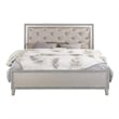Pemberly Row Faux Leather Tufted King Bed with 2 Drawers in Champagne