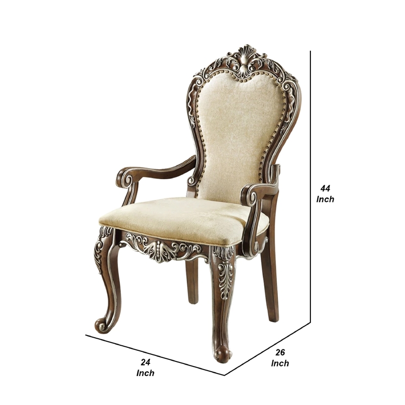 Pemberly Row Classic Upholstered Armchair with Crown Top Back in Brown