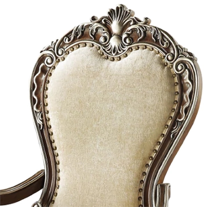 Pemberly Row Classic Upholstered Armchair with Crown Top Back in Brown
