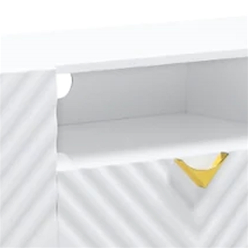 Pemberly Row 79 Inch TV Entertainment Center with Wave Pattern Design in White