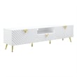 Pemberly Row 79 Inch TV Entertainment Center with Wave Pattern Design in White
