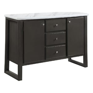 Pemberly Row 54&quot Wood Sideboard Cabinet with 3 Drawers & Faux Marble Top in Gray
