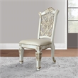 Pemberly Row Dining Chair Set of 2 with Floral Backrest & Nailhead Trim in White