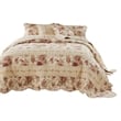 Pemberly Row 3 Piece King Bedspread Set with Floral Print in Cream and Pink