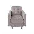 Pemberly Row Accent Armchair with Tufted Seat and Pocket Pouch in Beige Fabric