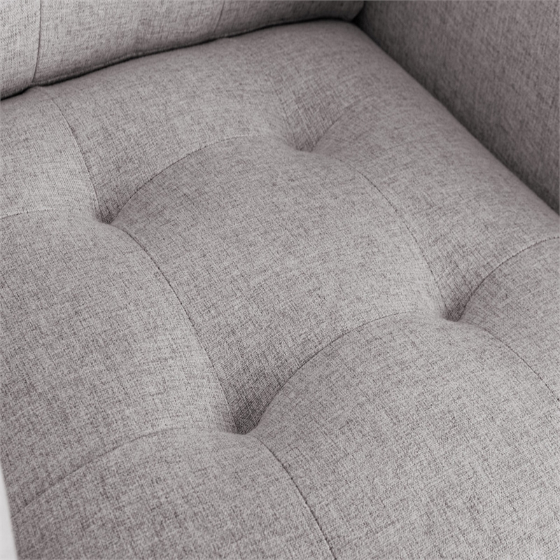 Pemberly Row Accent Armchair with Tufted Seat and Pocket Pouch in Beige Fabric