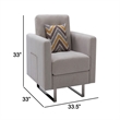 Pemberly Row Accent Armchair with Tufted Seat and Pocket Pouch in Beige Fabric