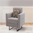 Pemberly Row Accent Armchair with Tufted Seat and Pocket Pouch in Beige Fabric