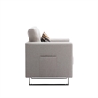 Pemberly Row Accent Armchair with Tufted Seat and Pocket Pouch in Beige Fabric