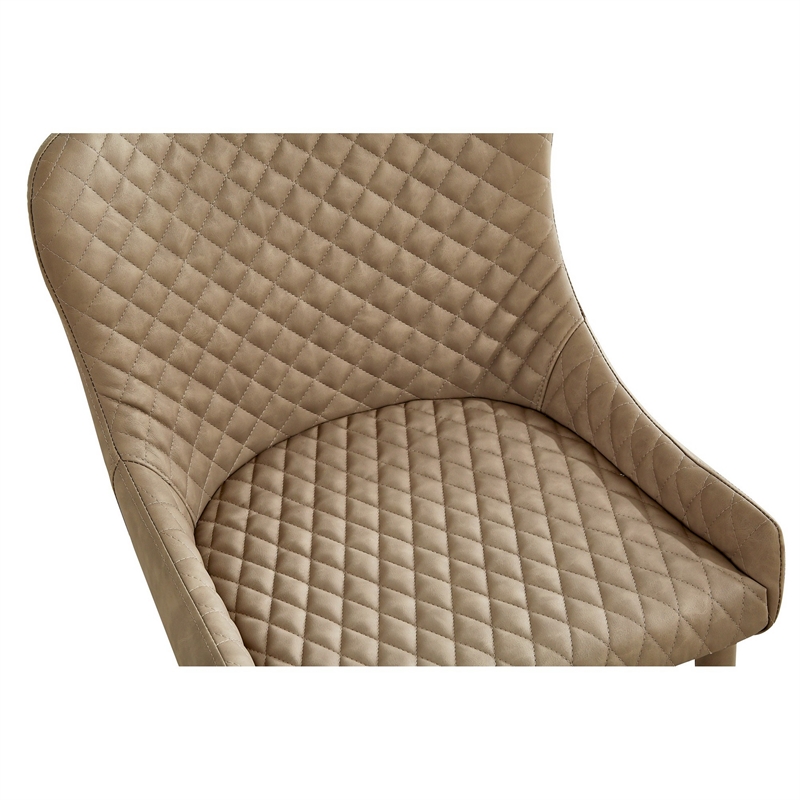 Pemberly Row Dining Chair Set of 4 in Beige Vegan Faux Leather with Metal Frame