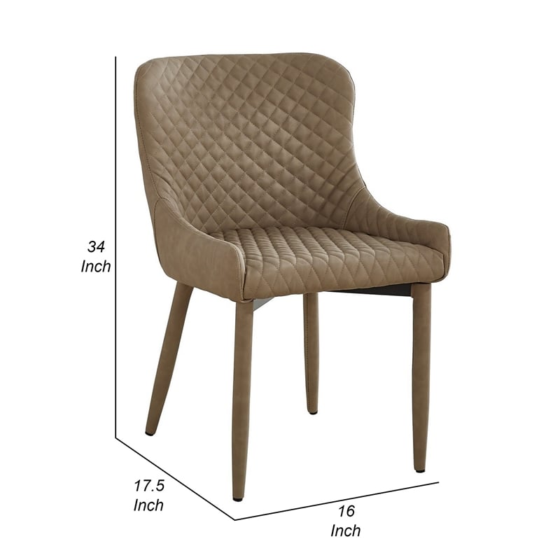 Pemberly Row Dining Chair Set of 4 in Beige Vegan Faux Leather with Metal Frame