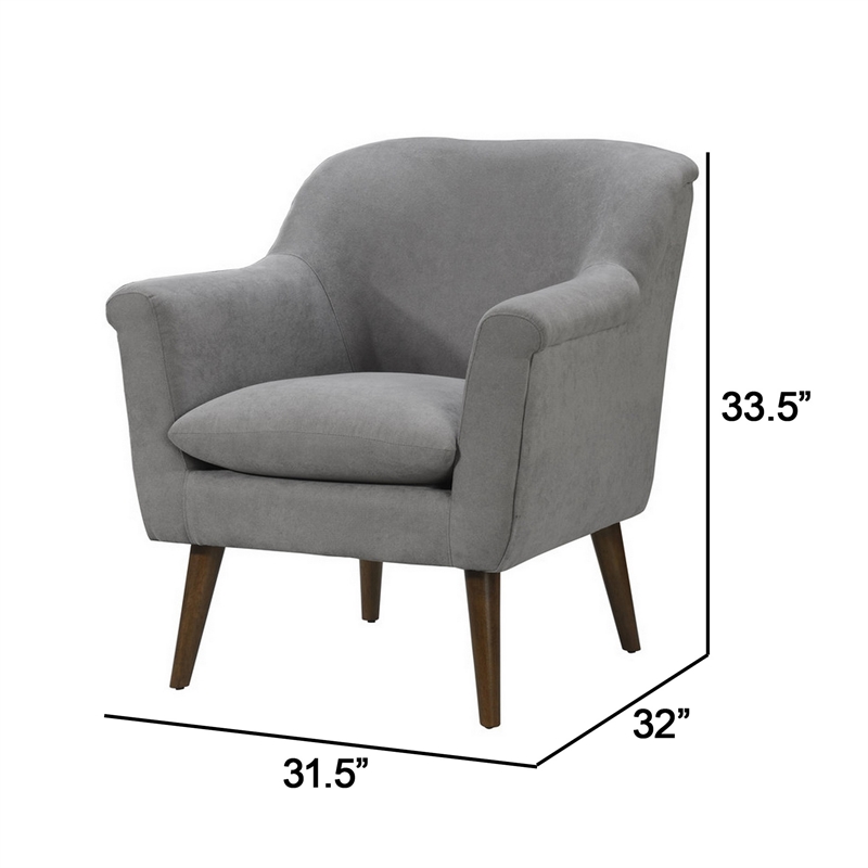 Pemberly Row 32 Inch Modern Accent Chair with Pillow Top Seat in Light Gray