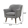 Pemberly Row 32 Inch Modern Accent Chair with Pillow Top Seat in Light Gray