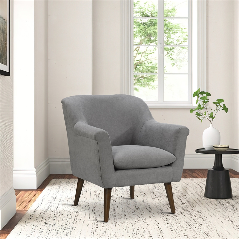 Pemberly Row 32 Inch Modern Accent Chair with Pillow Top Seat in Light Gray