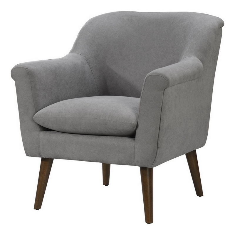 Pemberly Row 32 Inch Modern Accent Chair with Pillow Top Seat in Light Gray
