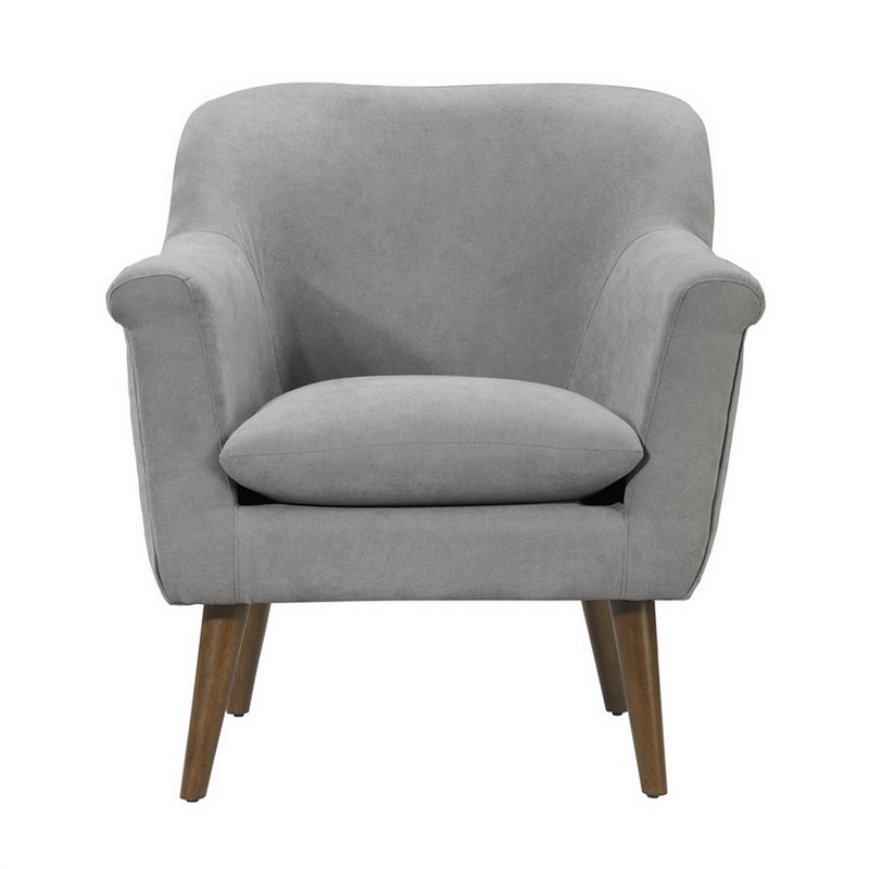 Pemberly Row 32 Inch Modern Accent Chair with Pillow Top Seat in Light Gray