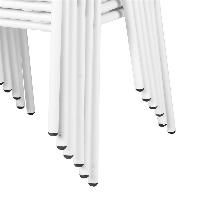 Pemberly Row 6 Piece Outdoor Chair Set with Woven Rope Backs in White