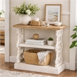 Pemberly Row 35 Inch 3 Tier Fir Wood Console Table with Carved Panels in Brown