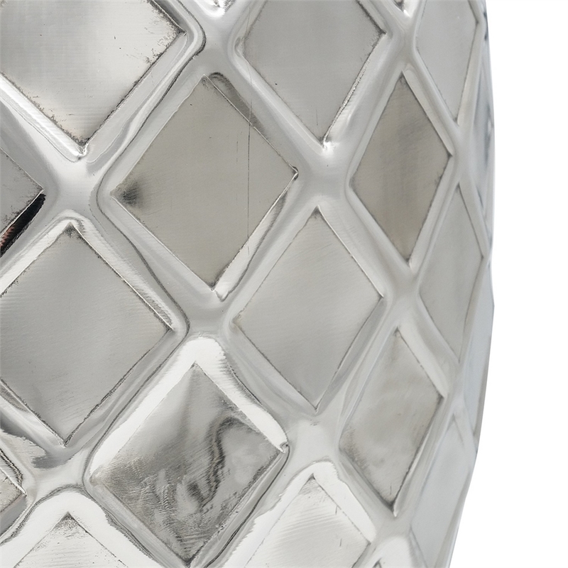 Pemberly Row 20 Inch Aluminum Drum Shape Stool Table in Silver
