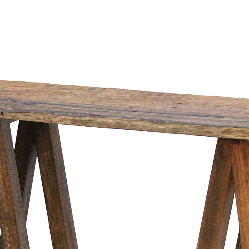 Pemberly Row 48 Inch Teak Wood Console Table with Live Edges in Rustic Brown