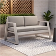Pemberly Row 57 Inch Outdoor Sofa with Fade Resistant Cushions in Gray