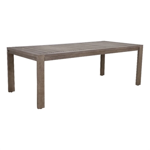 Pemberly Row 87&quot Outdoor Dining Table with Eucalyptus Wood Plank Top in Brown