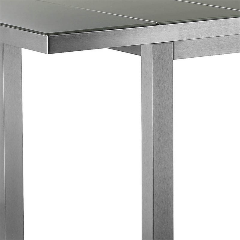 Pemberly Row 90 Inch Extendable Outdoor Dining Table with Polyresin Top in Gray