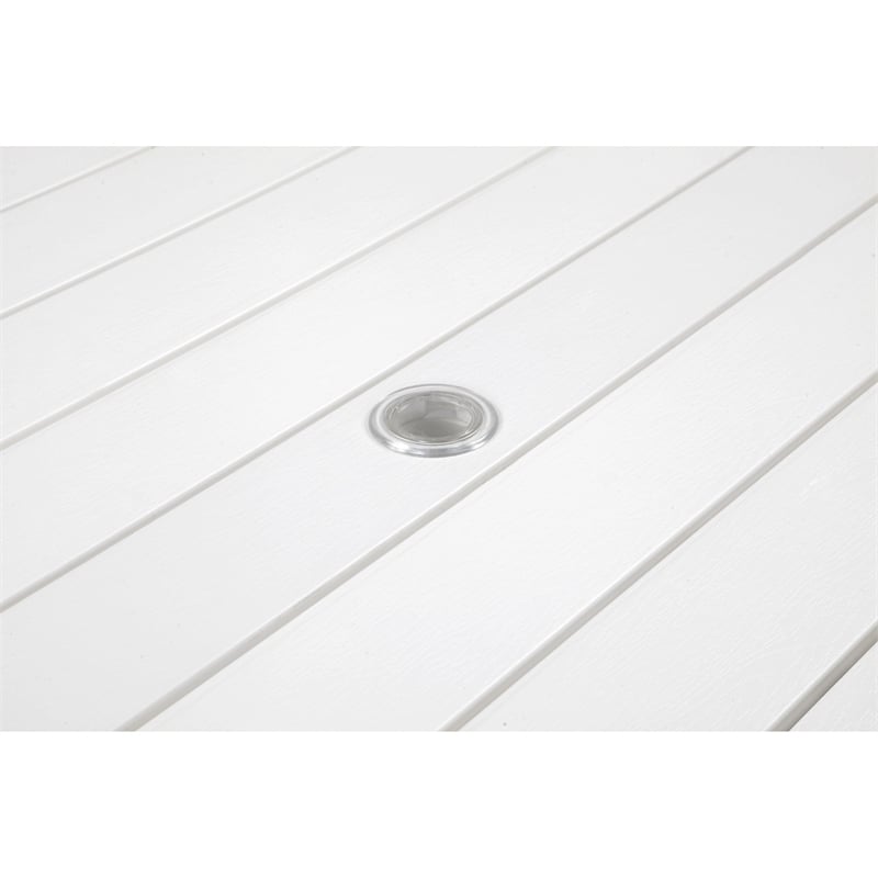 Pemberly Row 71 Inch Outdoor Dining Table with Polyresin Top in White and Gray