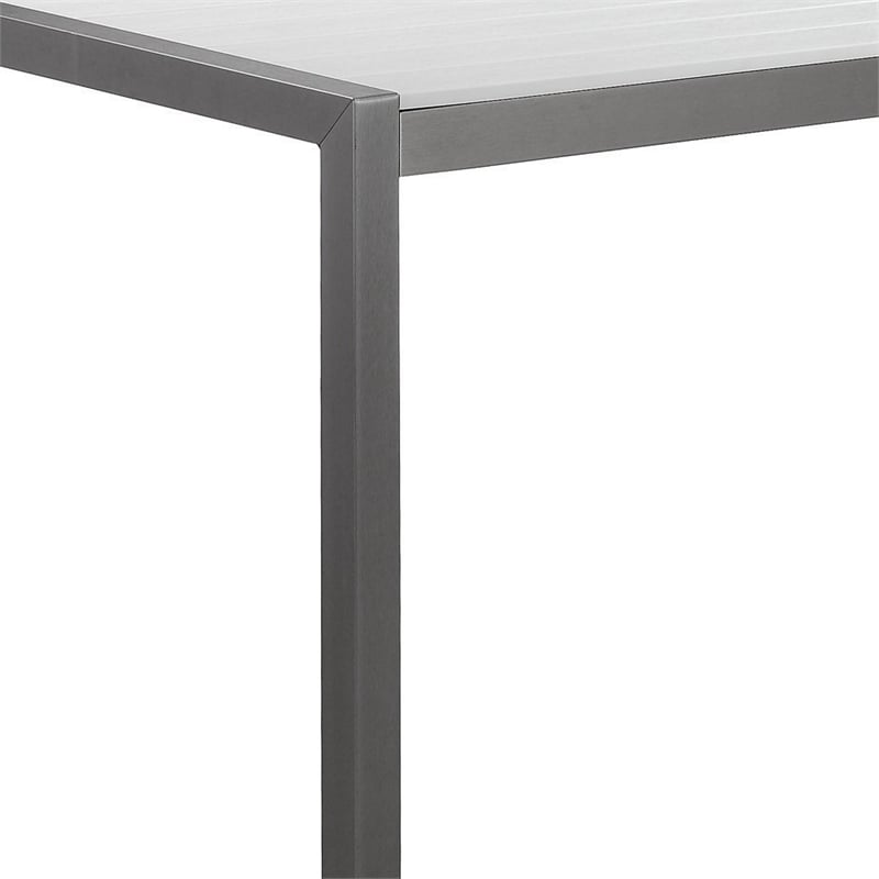 Pemberly Row 71 Inch Outdoor Dining Table with Polyresin Top in White and Gray